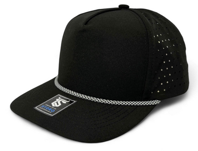 5 Panel Hydro Cap: Black - White/Black Diamond Rope Snapback