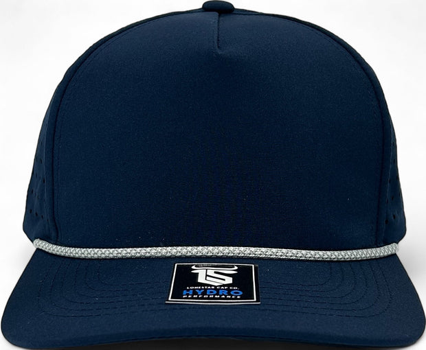 5 Panel Hydro Cap: Navy - Gray/White Rope Snapback